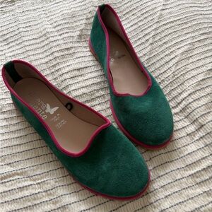 Italian Green and Pink Suede Loafers